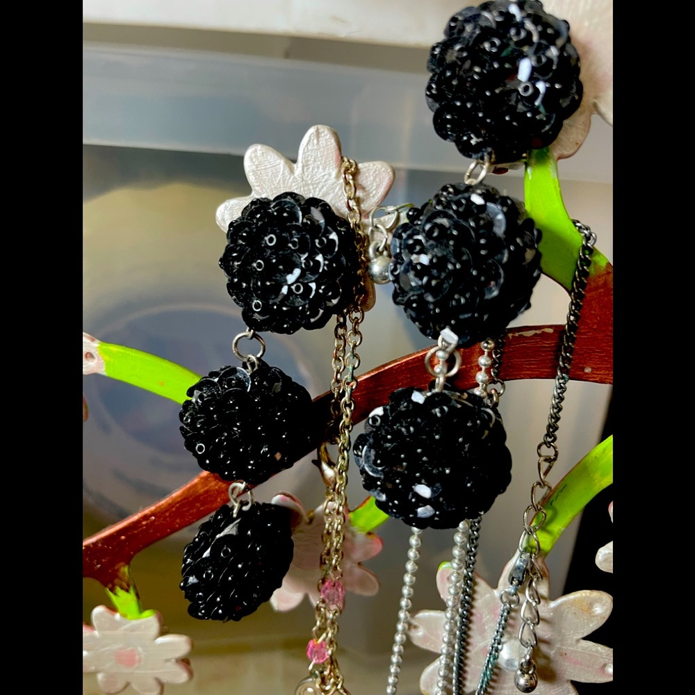 Black Vintage Clip on Earrings